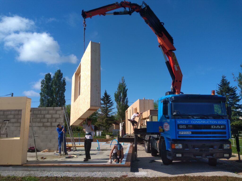 maison bois-paille à Lans, vue de chantier